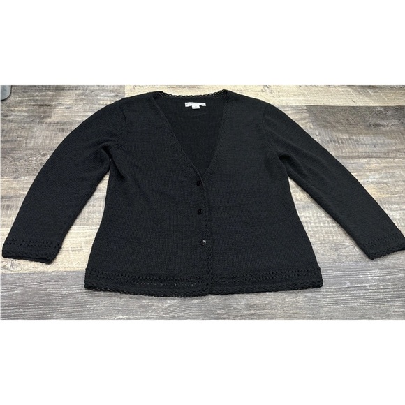 Pendleton Cardigan Sweater Size Medium Black 3/4 Sleeves - Picture 1 of 6
